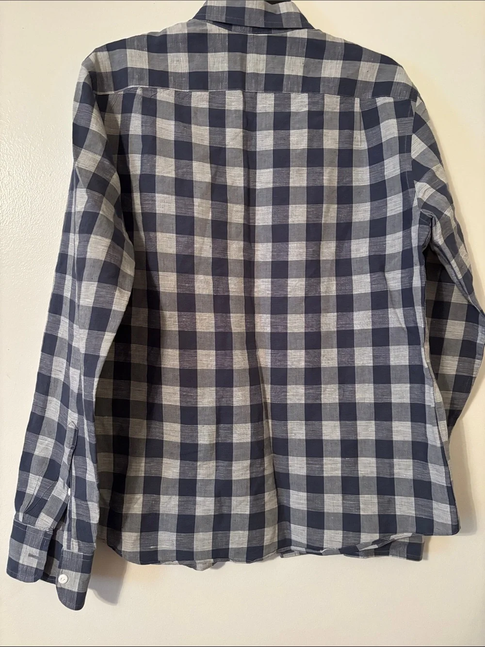 J. Crew Baird McNutt Irish Linen Slim Fit Blue/Gray Plaid Button-Down Shirt M